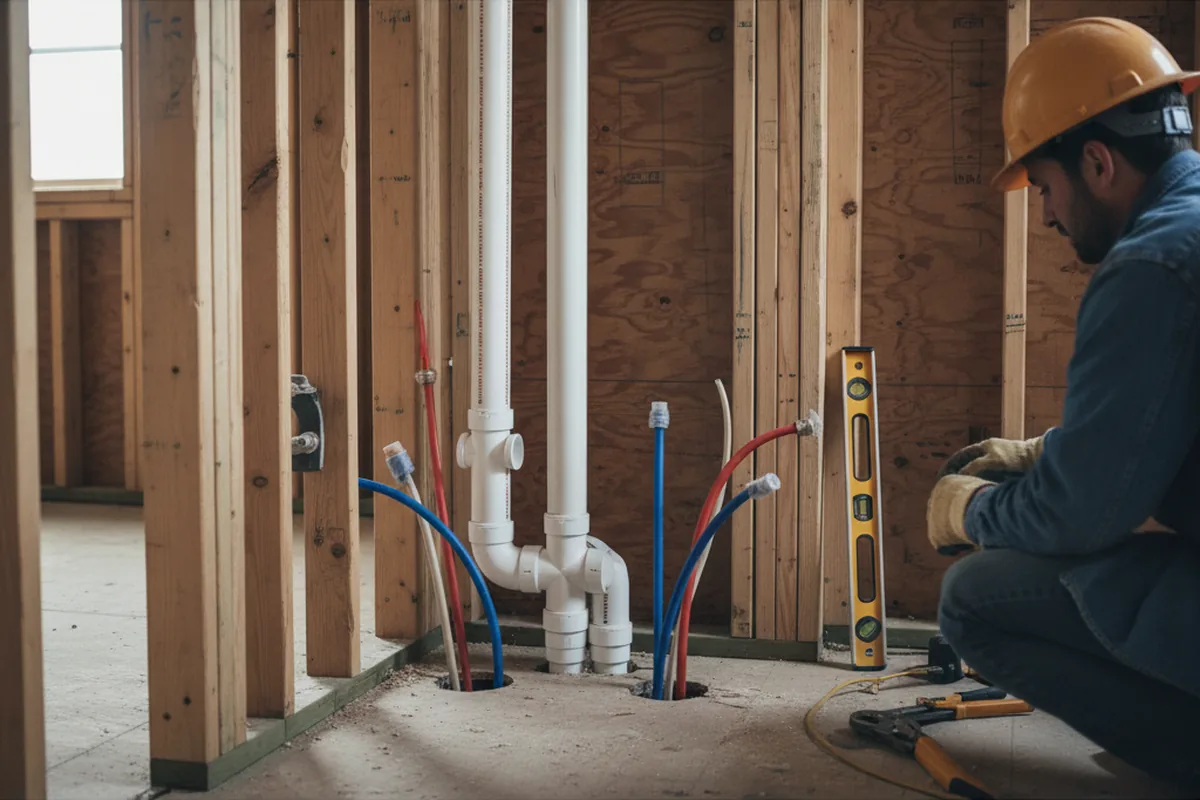 Drain and supply rough-in during Leak Detection in East Sandwich